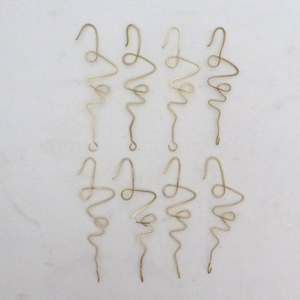 VINTAGE 5” SOLID BRASS CHRISTMAS TREE ORNAMENT HANGER LOT OF 8